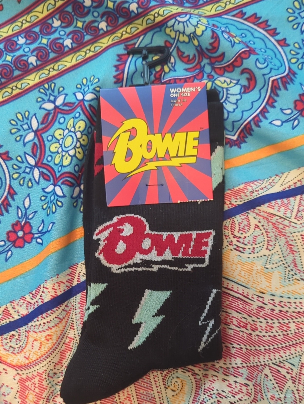 Women's Black Graphic David Bowie Socks